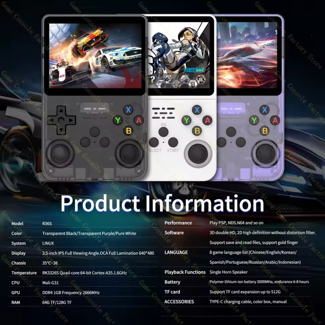 Retro Handheld Game Console 128GB Linux System 3.5 Inch IPS Screen 15000 Games Portable Pocket Player