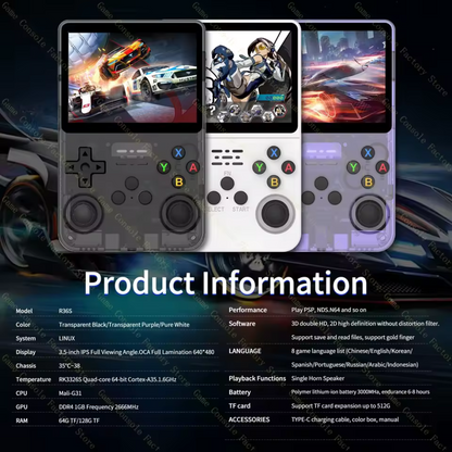 Retro Handheld Game Console 128GB Linux System 3.5 Inch IPS Screen 15000 Games Portable Pocket Player